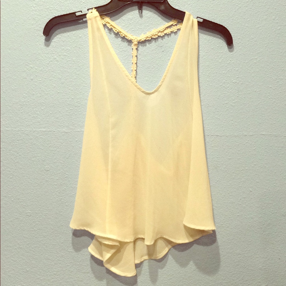 White daisy chain racer back sheer top